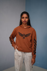 Men’s Full Sleeve BIRD Printed Hoodie | Oversized Winter Hoodie for Men - Dark Brown